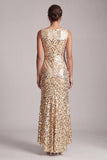 Robe midi de mère de la mariée à col rond asymétrique sirène verte scintillante avec paillettes