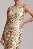 Robe midi de mère de la mariée à col rond asymétrique sirène verte scintillante avec paillettes