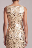 Robe midi de mère de la mariée à col rond asymétrique sirène verte scintillante avec paillettes