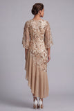 Sirène d’eau Sequins asymétriques Mère de la Mariée Robe avec volants