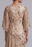 Sirène d’eau Sequins asymétriques Mère de la Mariée Robe avec volants