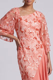 Sirène d’eau Sequins asymétriques Mère de la Mariée Robe avec volants
