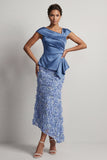 Robe midi de la mère de la mariée à fleurs asymétriques asymétriques de sirène