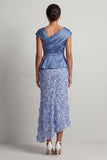 Robe midi de la mère de la mariée à fleurs asymétriques asymétriques de sirène