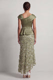 Robe midi de la mère de la mariée à fleurs asymétriques asymétriques de sirène