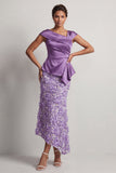 Robe midi de la mère de la mariée à fleurs asymétriques asymétriques de sirène