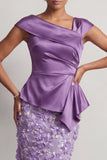 Robe midi de la mère de la mariée à fleurs asymétriques asymétriques de sirène