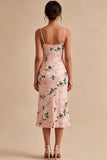 Robe midi à bretelles fines en sirène rose