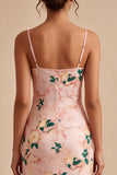 Robe midi à bretelles fines en sirène rose