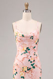 Robe midi à bretelles fines en sirène rose
