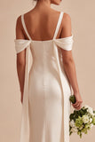 Robe midi sirène légère, champagne froid, froncés et froncés
