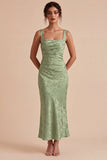 Robe midi fleurie imprimée à motifs fronçés vert sirène