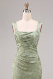 Robe midi fleurie imprimée à motifs fronçés vert sirène