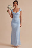 Robe Maxi à col en forme de capuche Sirène bleu ciel