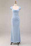 Robe Maxi à col en forme de capuche Sirène bleu ciel