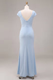 Robe Maxi à col en forme de capuche Sirène bleu ciel