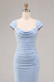 Robe Maxi à col en forme de capuche Sirène bleu ciel