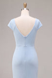 Robe Maxi à col en forme de capuche Sirène bleu ciel