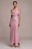 Robe midi sirène rose foncé en chiffon foncé