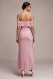 Robe midi sirène rose foncé en chiffon foncé
