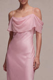 Robe midi sirène rose foncé en chiffon foncé