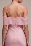Robe midi sirène rose foncé en chiffon foncé