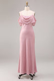 Robe midi sirène rose foncé en chiffon foncé