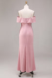 Robe midi sirène rose foncé en chiffon foncé