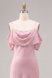 Robe midi sirène rose foncé en chiffon foncé