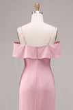 Robe midi sirène rose foncé en chiffon foncé