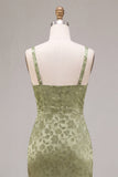 Robe à fleurs Midi Bodyconed Bodyconed Bodyconed Body-Color vert clair avec fente