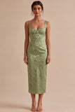 Robe à fleurs Midi Bodyconed Bodyconed Bodyconed Body-Color vert clair avec fente