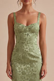 Robe à fleurs Midi Bodyconed Bodyconed Bodyconed Body-Color vert clair avec fente