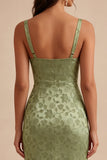 Robe à fleurs Midi Bodyconed Bodyconed Bodyconed Body-Color vert clair avec fente