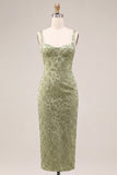 Robe à fleurs Midi Bodyconed Bodyconed Bodyconed Body-Color vert clair avec fente