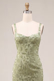 Robe à fleurs Midi Bodyconed Bodyconed Bodyconed Body-Color vert clair avec fente