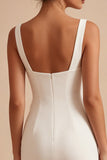 Petite robe blanche bodycon col carré avec des fleurs 3D