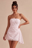 Robe blanche bodycon florales sans bretelles avec ceinture