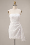 Robe blanche bodycon florales sans bretelles avec ceinture