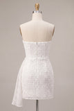 Robe blanche bodycon florales sans bretelles avec ceinture