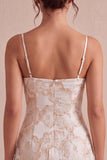 Ivoire Bodycon Spaghetti Straps Mini Mini Robe Jacquard à fleurs
