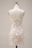 Ivoire Bodycon Spaghetti Straps Mini Mini Robe Jacquard à fleurs