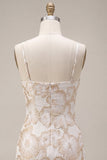 Ivoire Bodycon Spaghetti Straps Mini Mini Robe Jacquard à fleurs
