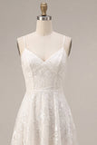 Mini-robe fleurie à bretelles fines ivoire A-Line
