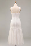 Petite robe blanche fleurie à longues bretelles épaisses en ligne A