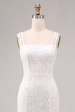 Petite robe blanche fleurie à longues bretelles épaisses en ligne A