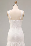 Petite robe blanche fleurie à longues bretelles épaisses en ligne A