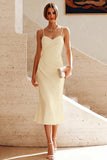 Robe Midi fronceuse à bretelles blanches de sirène