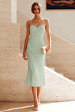 Robe Midi fronceuse à bretelles blanches de sirène