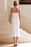 Robe Midi fronceuse à bretelles blanches de sirène
